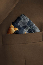 Black Wolf - GOLD HUMMING BIRDS SILK POCKET SQUARE - BLACK - SILK - 1 Piece
